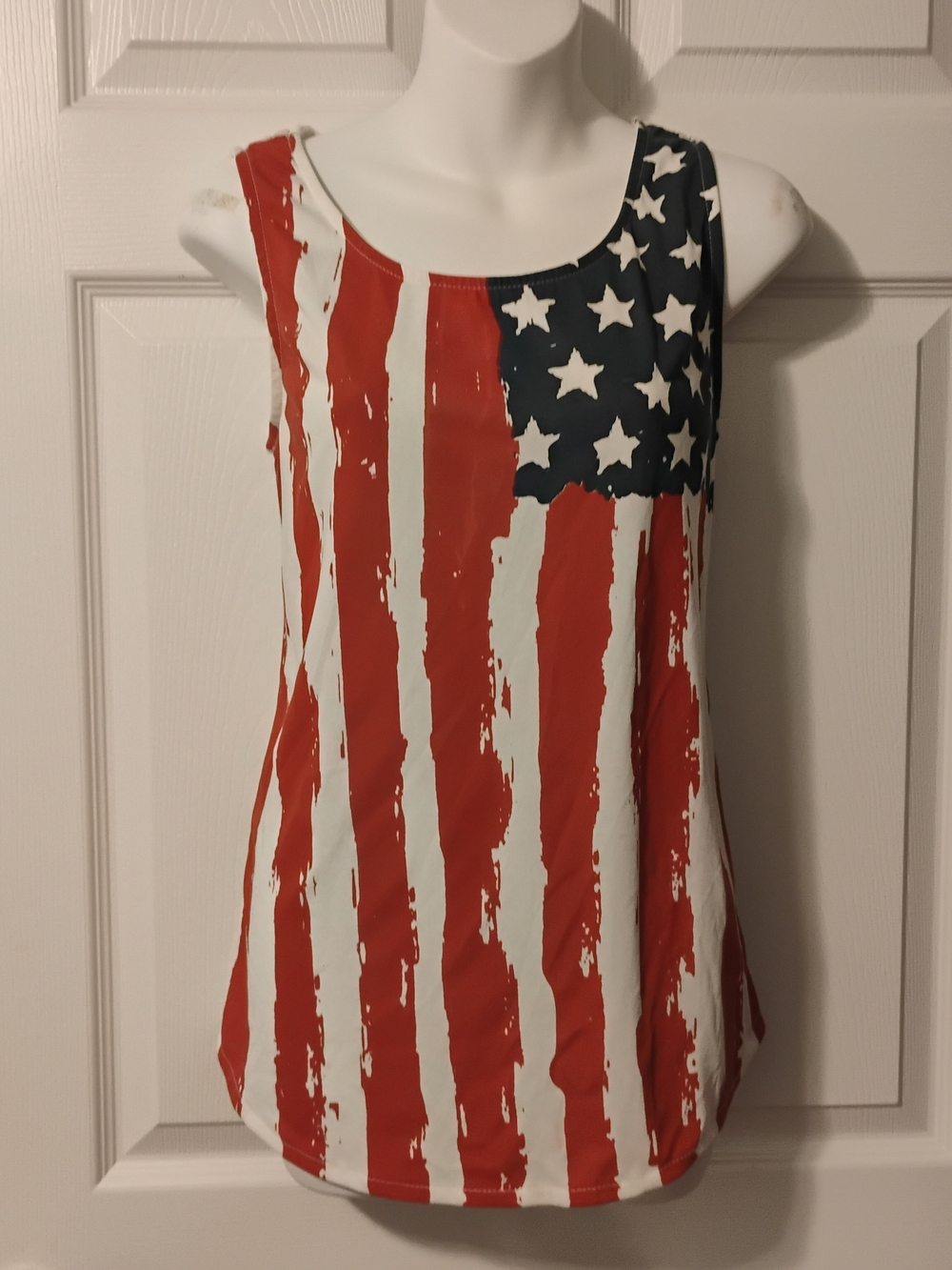 Patriotic Flag Print Tank Top - Red, White & Blue